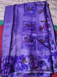 Ethnic Pattern Purple Saree