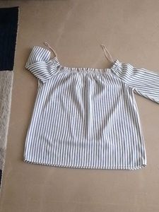 Striped Black And White Boat Neck Top