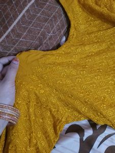 Yellow Embroidered Kurti