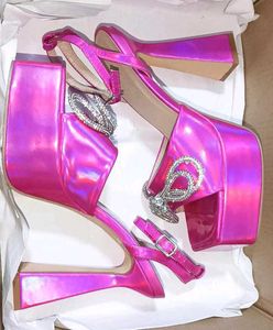 pink metallic heels