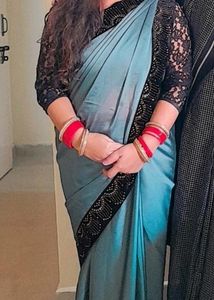 Grey Saree With Black Border