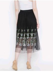 Floral Embroidered Tulle Skirt