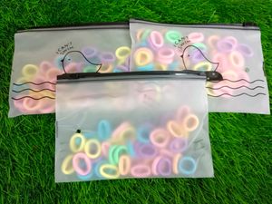 Set Of 3 Small Hair Ties With Zipper Pouches