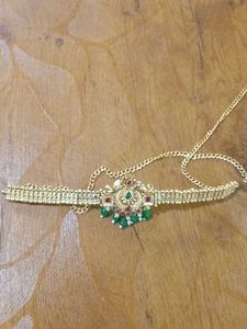 Gold With Green Drop Bridal Jewellery Set