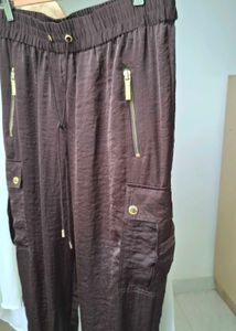 MiCHAEL KORS Brown Satin Cargo Pants