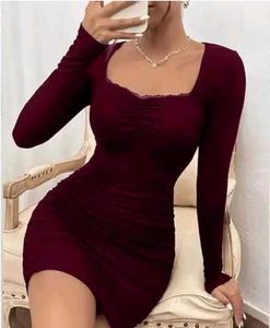 Maroon Bodycon Mini Dress