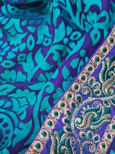 Jacquard Peacock Blue Saree
