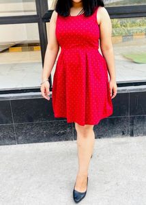 Allen Solly Red Polka Dot Casual Dress