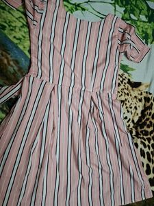 Striped Pink Casual Dress
