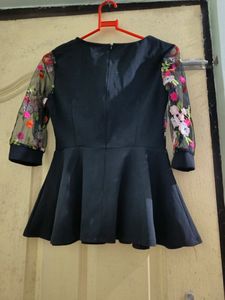 Shein Black Floral Peplum Top