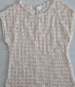 Crochet Cream Knit Top