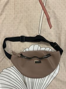 Mauve Faux Leather Waist Bag
