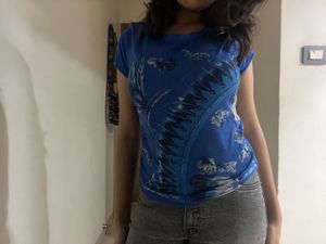 Blue Graphic Tee Y2k