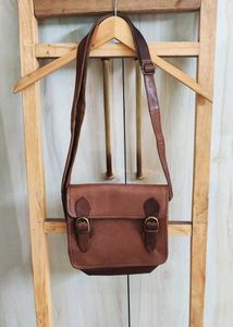 Leather Brown Hanging Bag Size- 9 Inch× 9Inch