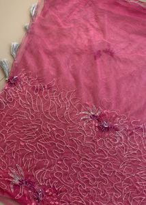 Pink Embroidered Saree &amp; Blouse Set