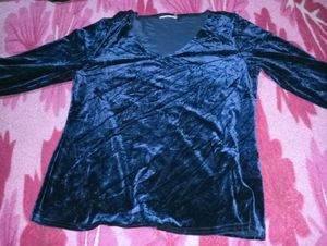 Navy Blue Colour Microvelvet Top