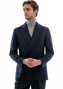 Double Breasted Blazer H&amp;M Blue and brown stripes