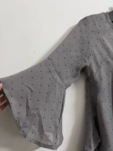 Gray Polka Dot Top