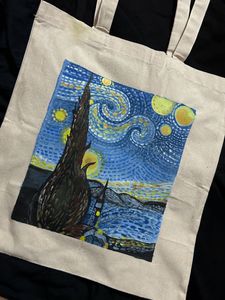 Starry Night Painted Tote Bag (Van Gogh)