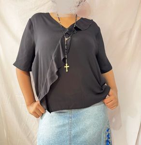 Elegant Black Ruffle Top