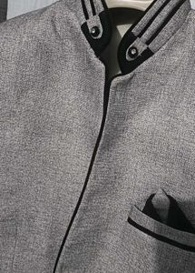 Black Jet Slim Fit Ethnic Blazer For Men