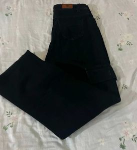 Black Cargo Wide Leg Jeans