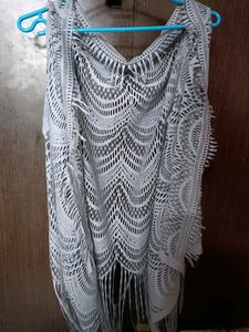 Net Grey Colour Fancy Shrug