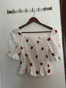 Strawberry Smocked Top