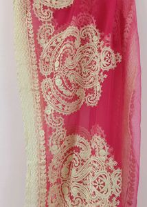 Elegant Pink Suit with Heavy Golden Lace Dupatta ✨