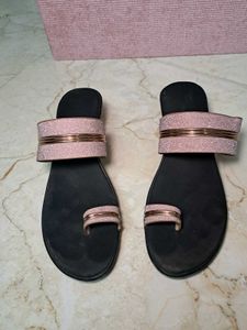 Women&#39;s RoseGold Sparkly Wedge Sandals