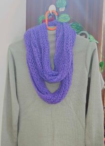 Combo - Grey Turtle Neck Sweater+Lavender muffler