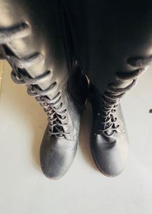 Stylish Black Lace-Up Combat Boots