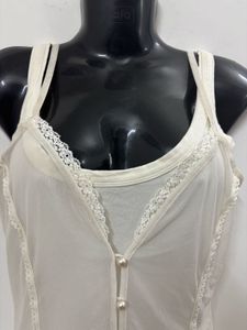 Stylish Sheer White Top With Buttons