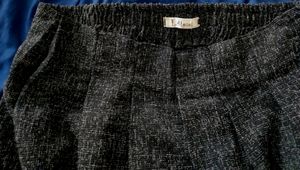 Charcoal Textured A-Line Pleated Skirt