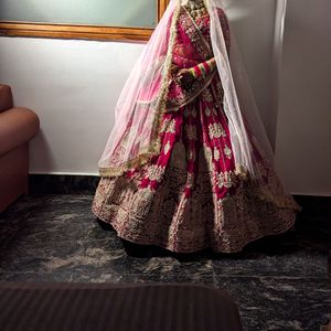 Stunning magenta &amp; rose Gold Bridal Lehenga