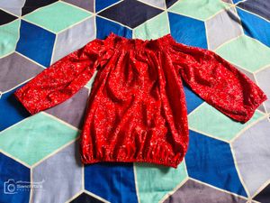 Red Paisley Off-the-Shoulder Top