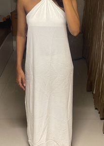 Halter Neck White Maxi Dress