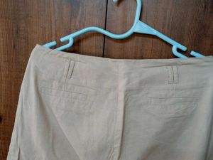 Women Beige Cropped Trousers