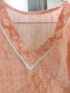 Peach Printed Kurta