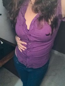 Purple Button-Up Top