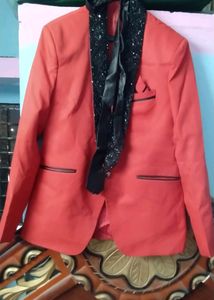 Blazer In Red Colour Party Wear