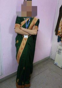 Green With Red Bordered Saree 😍..With Broad Lace