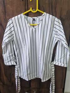 Striped Tie-Sleeve Top