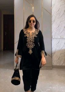 Royal Blue Velvet Kurta Set