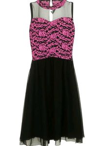 Pink &amp; Black Lace Dress/Midi