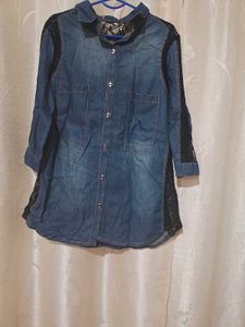 Combo Embellished Denim Button-Down