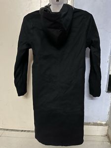 Black Hooded Trench Coat