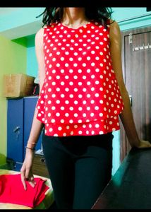 Red Polka Dot Sleeveless Top