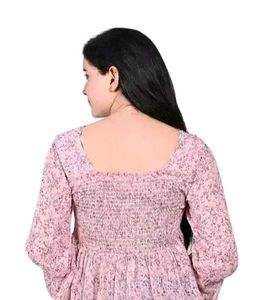 Pink Floral Smocked Peplum Top