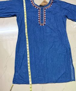 new Denim Embroidered Kurta